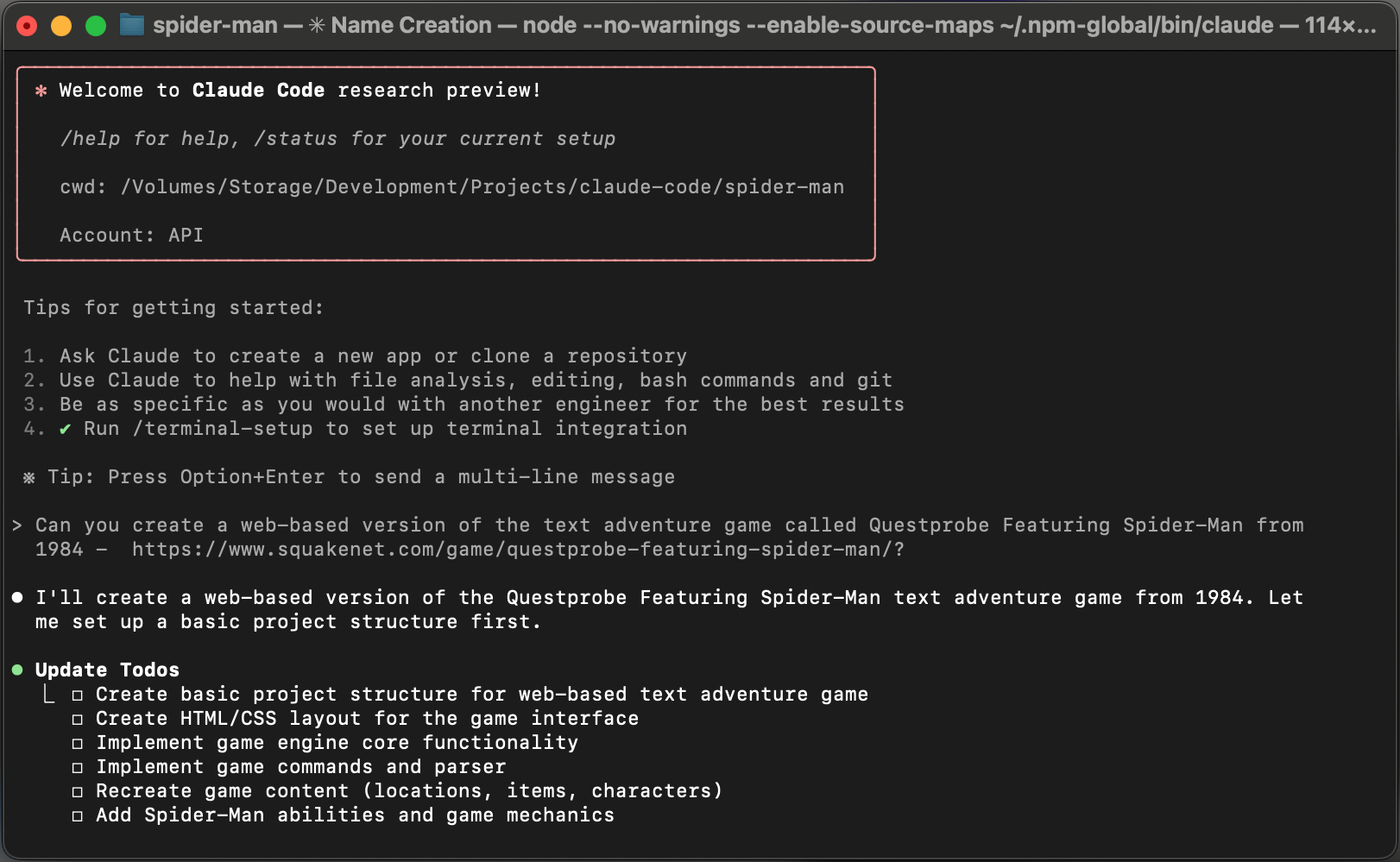 Claude Code - Building Spider-Man